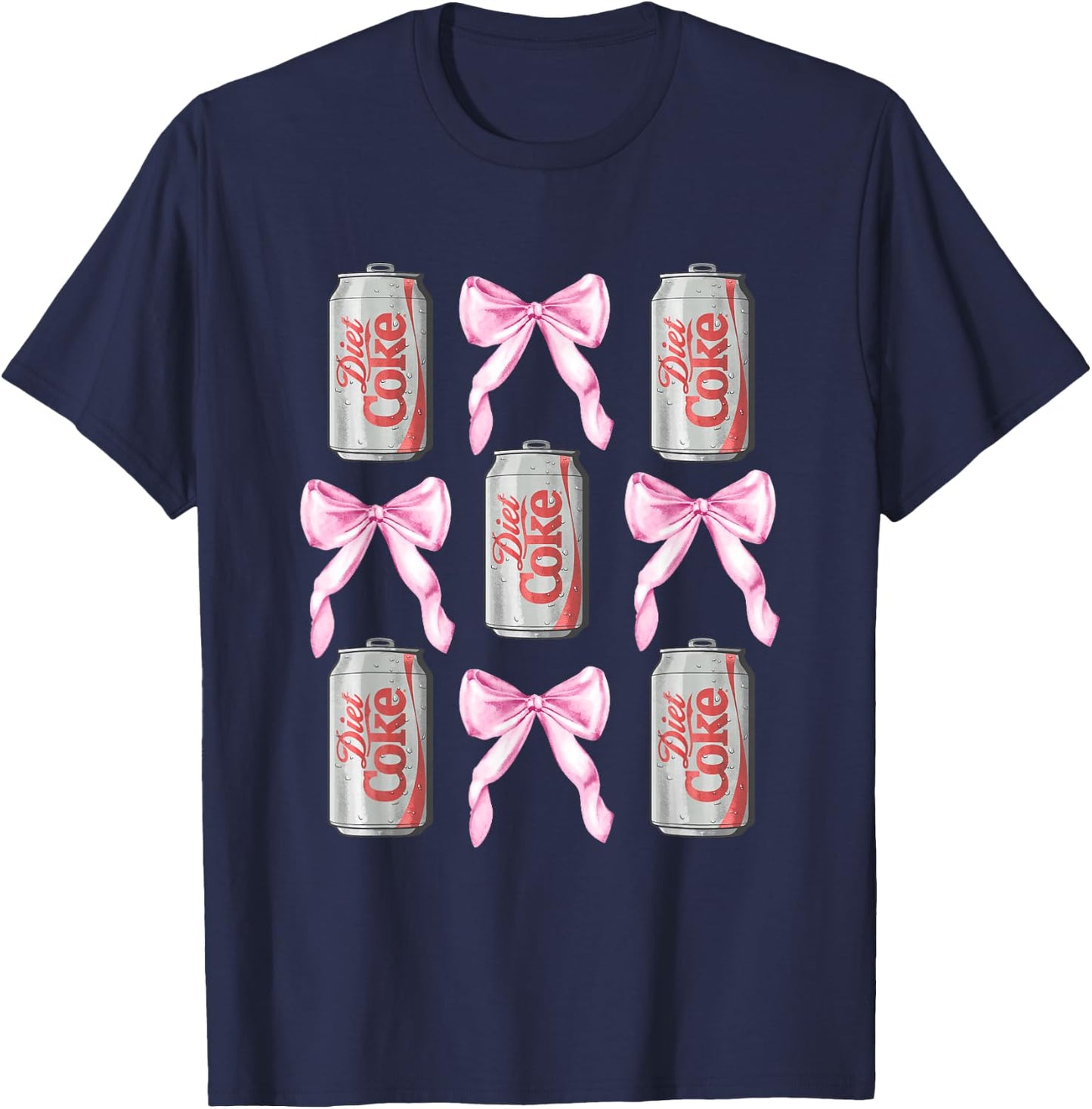 Coca-Cola Diet Coke & Pink Bows Collage Logo Vintage T-Shirt - T-Shirt | Navy