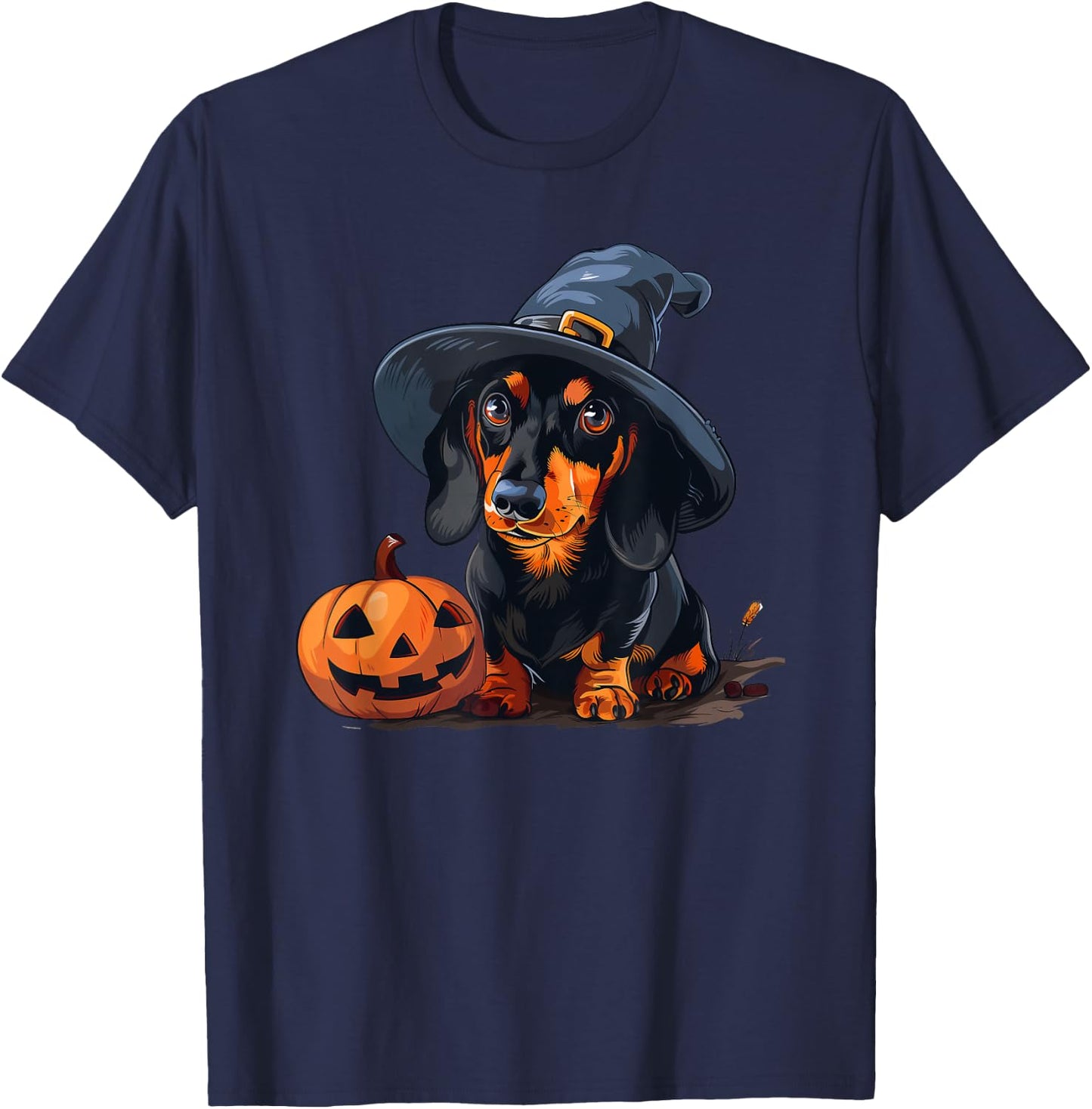 Cute Halloween Costume Dachshund Witch Dog Lover Design T-Shirt - T-Shirt | Navy