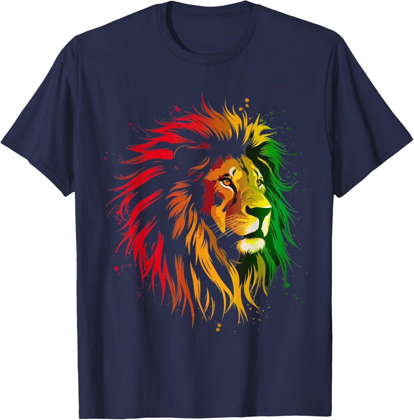 Jamaican Lion Jamaican Rasta Flag Lion Of Judah Reggae Music T-Shirt - T-Shirt | Navy