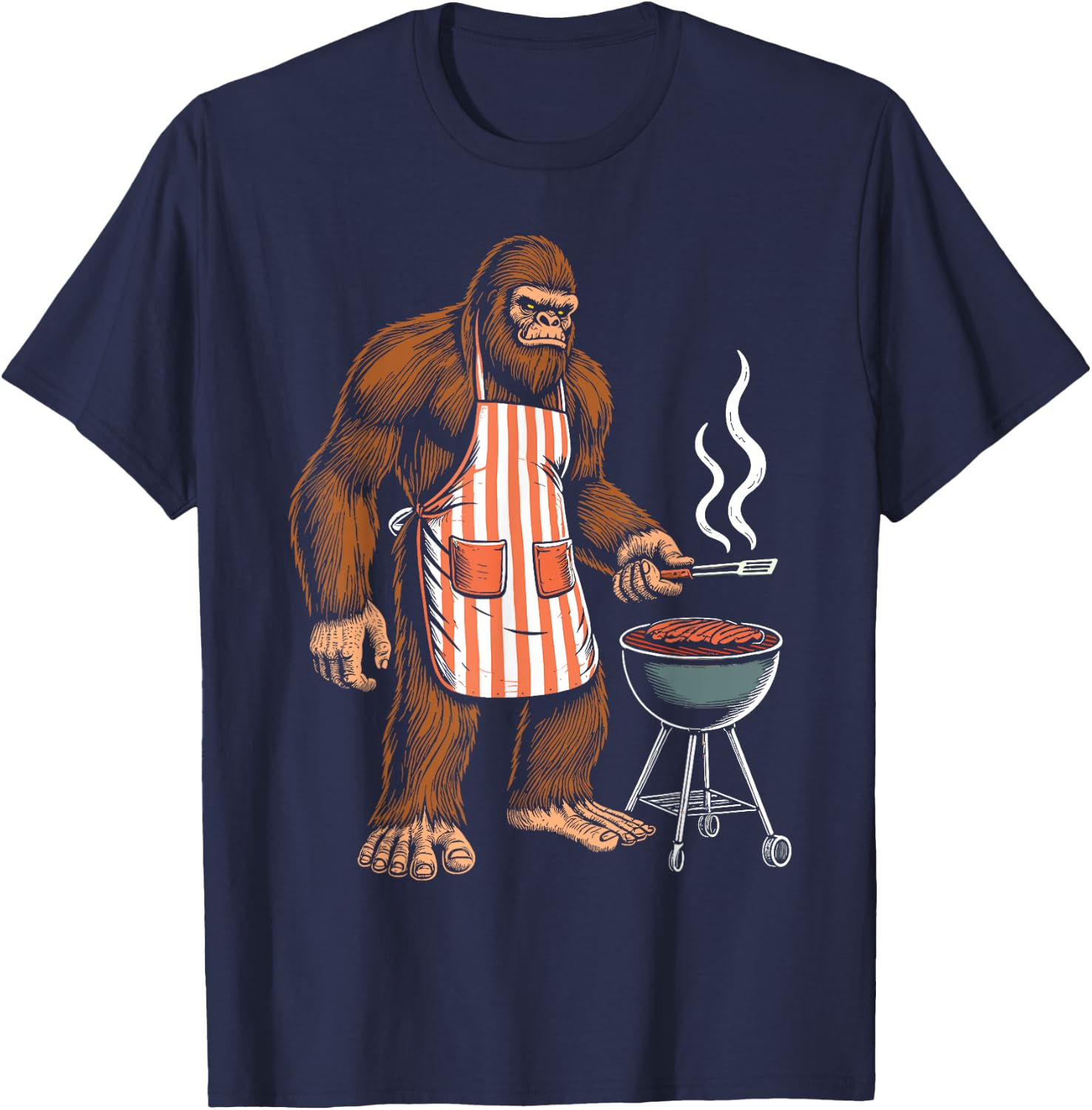 Bbq Men Funny Sasquatch Barbeque Bigfoot Bbq T-Shirt - T-Shirt | Navy
