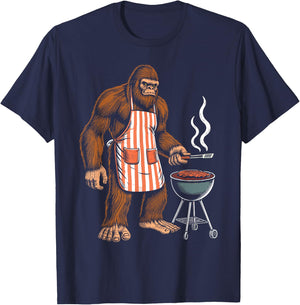Bbq Men Funny Sasquatch Barbeque Bigfoot Bbq T-Shirt - T-Shirt | Navy