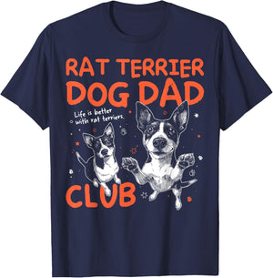 Rat Terrier Dog Dad Club Men Father's Day T-Shirt - T-Shirt | Navy