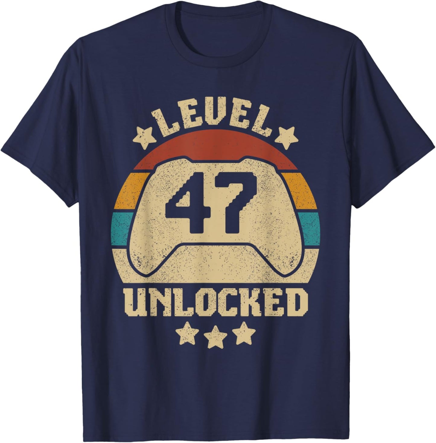 Level 47 Unlocked 47 Year Old Men Women Outfit 47th Birthday T-Shirt - T-Shirt | Navy