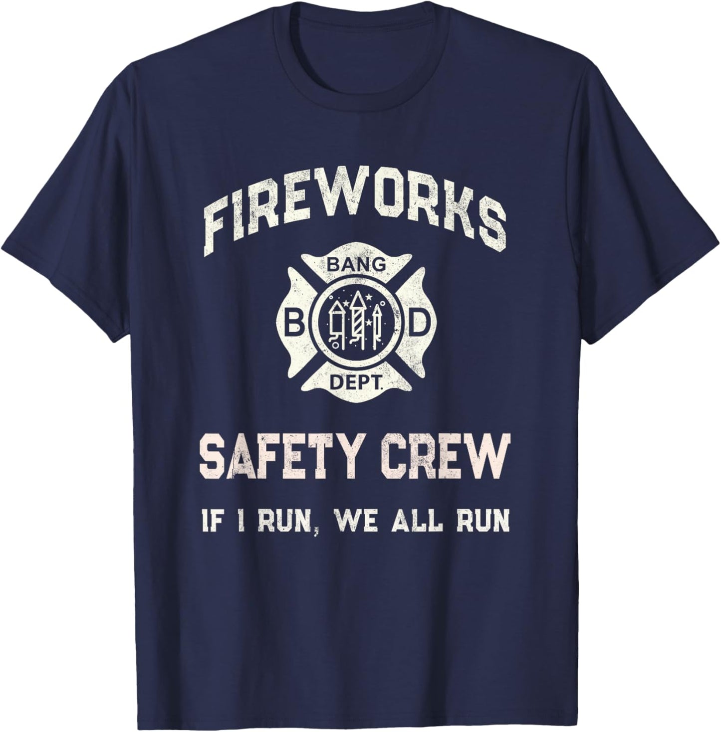 Funny FIREWORKS SAFETY CREW Pyro Team Advisor July 4th Crew T-Shirt - T-Shirt | Navy