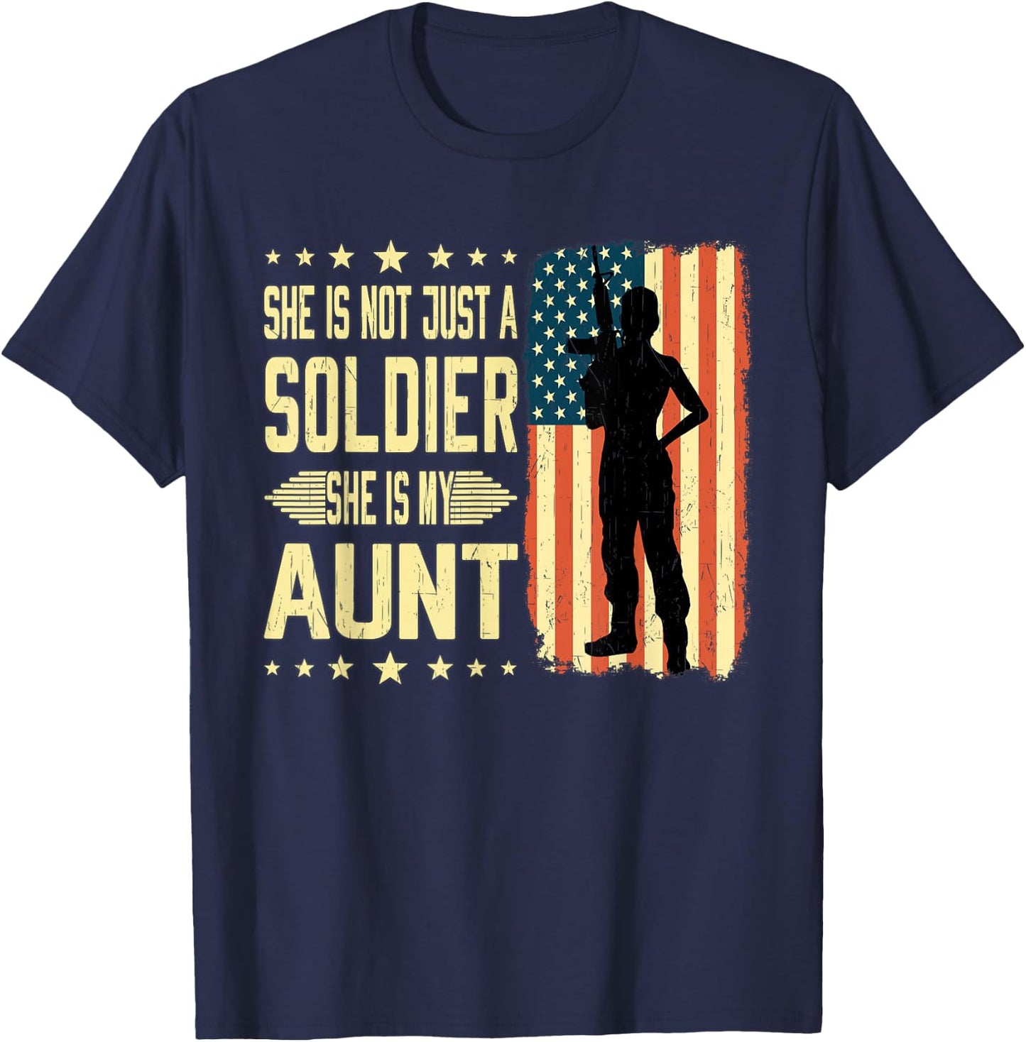 My Aunt Is A Soldier Hero Proud Army Niece Nephew Military T-Shirt - T-Shirt | Navy
