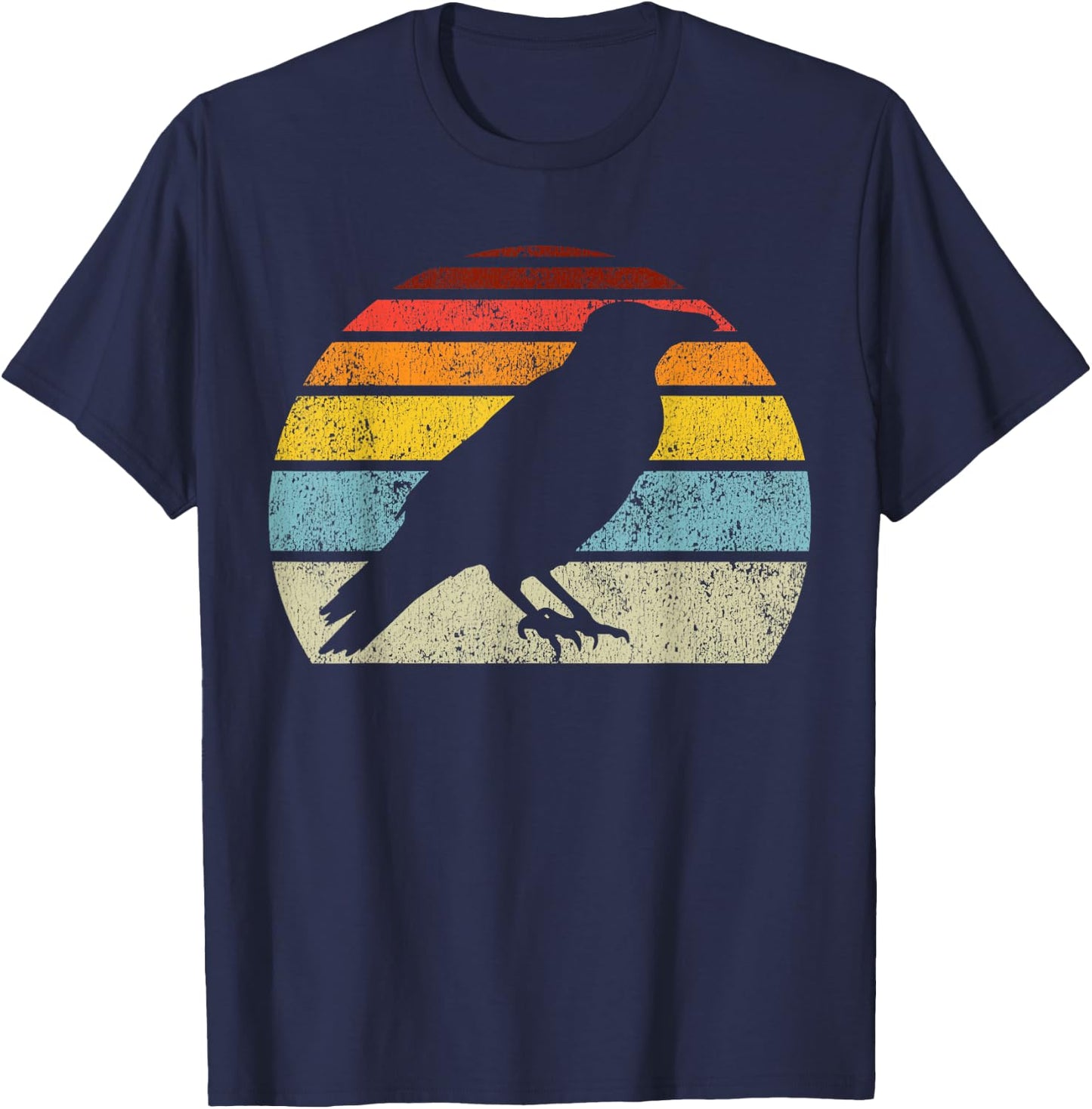 Crow Vintage Raven Gothic Retro Bird Lover Gifts Women Men T-Shirt - T-Shirt | Navy