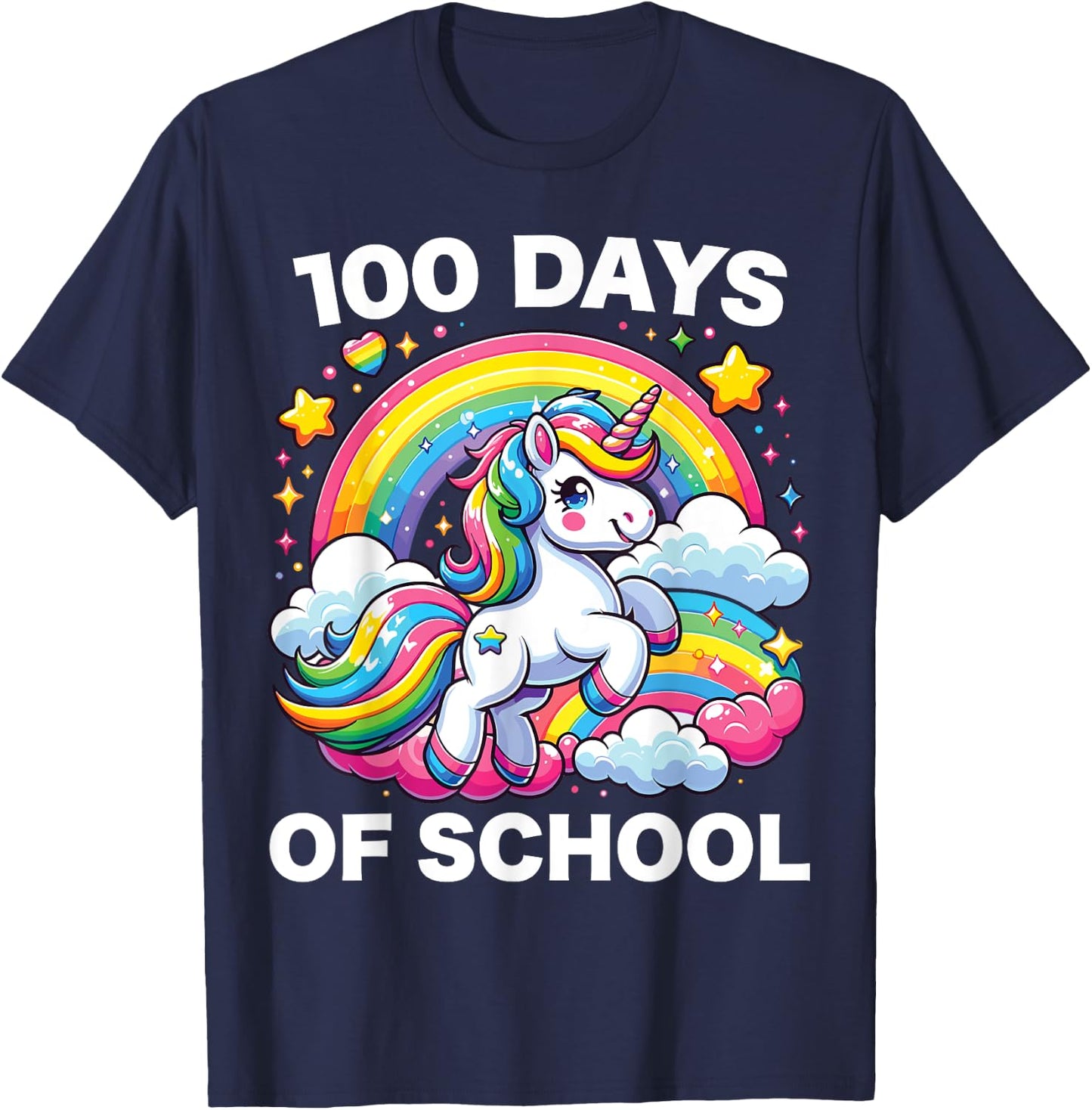 100 Days of School Unicorn Girls Teacher 100th Day of School T-Shirt - T-Shirt | Navy