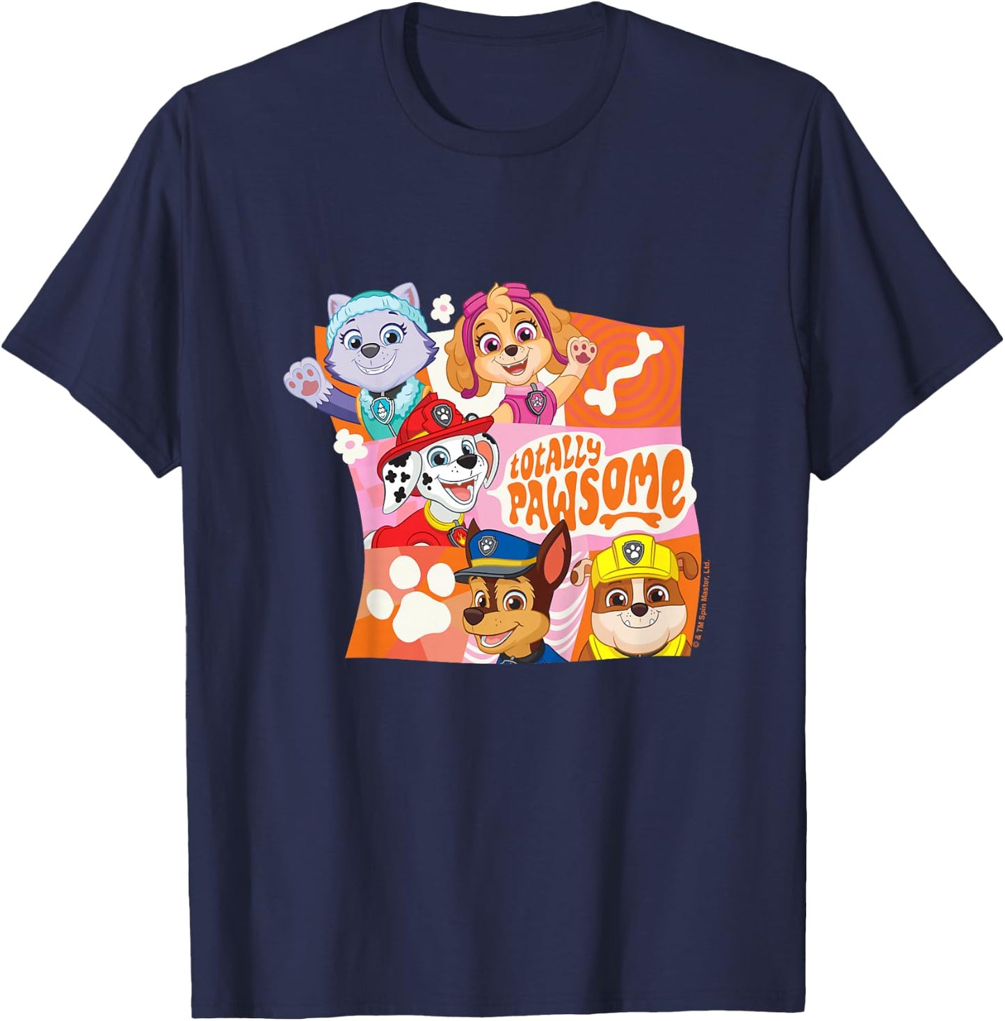 Kids PAW Patrol Totally Pawsome Character Panels Group Shot T-Shirt - T-Shirt | Navy