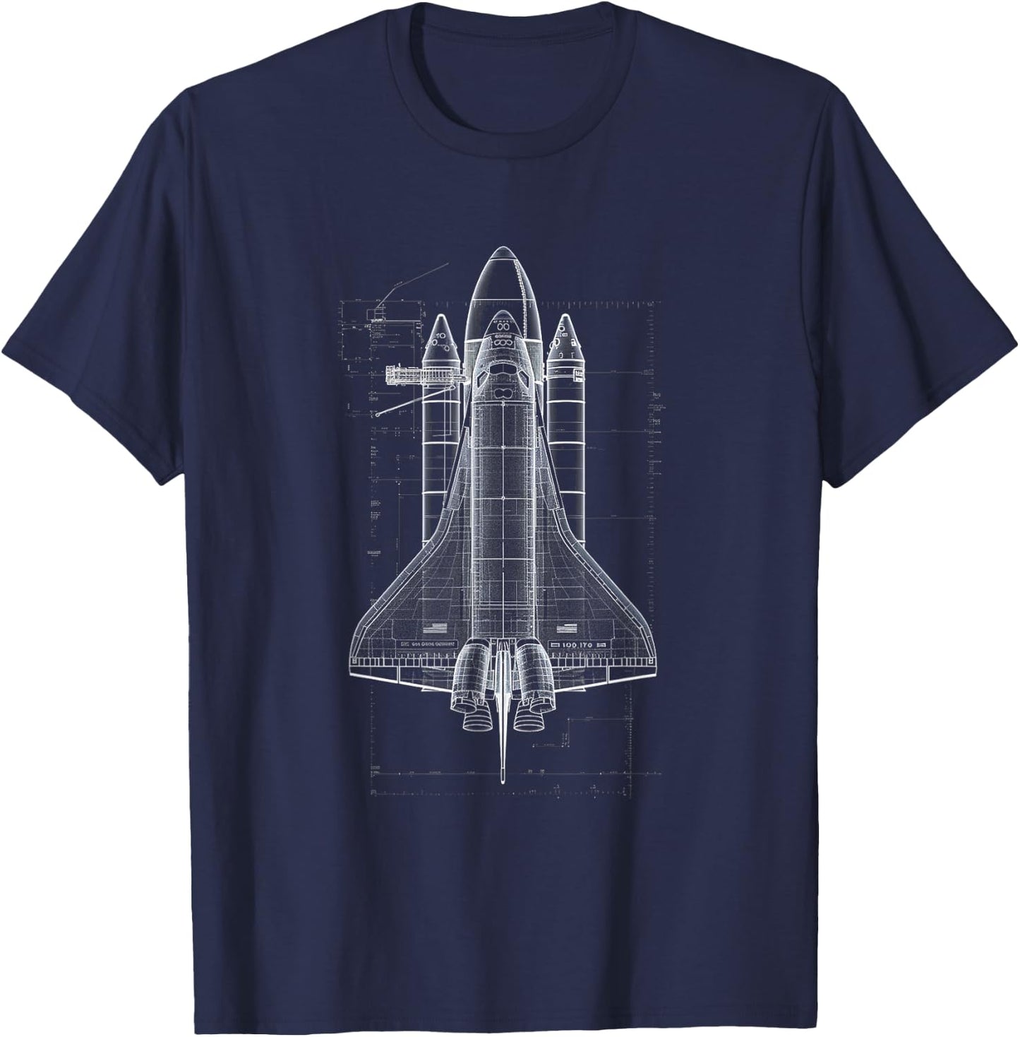 Space Shuttle Blueprint T-Shirt - T-Shirt | Navy