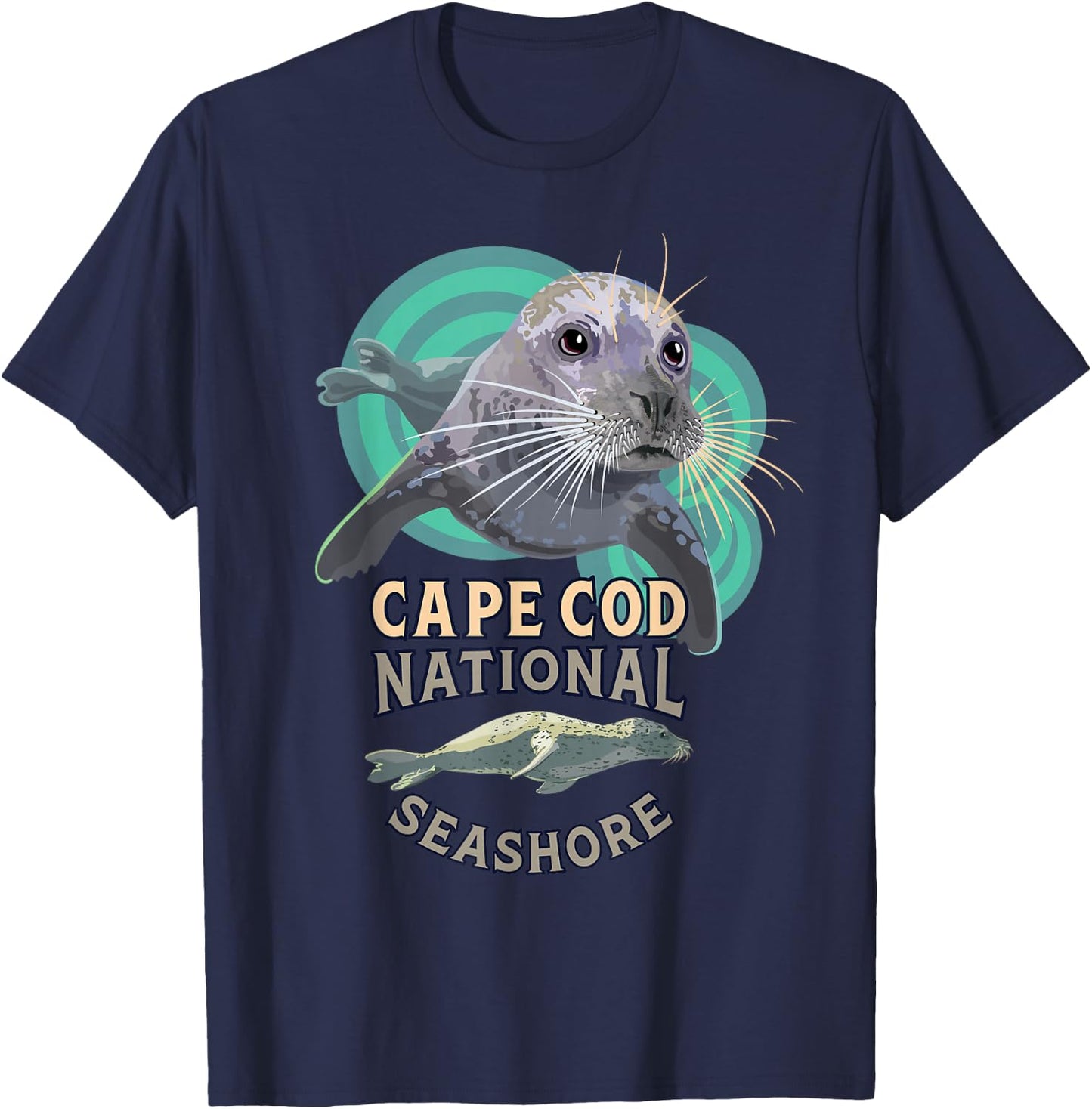 Harbor Seal at Cape Cod National Seashore Beach Souvenir T-Shirt - T-Shirt | Navy