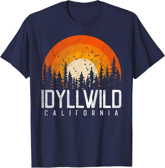 Idyllwild California CA Shirt Vintage 70s 80s 90s Retro Gift T-Shirt - T-Shirt | Navy