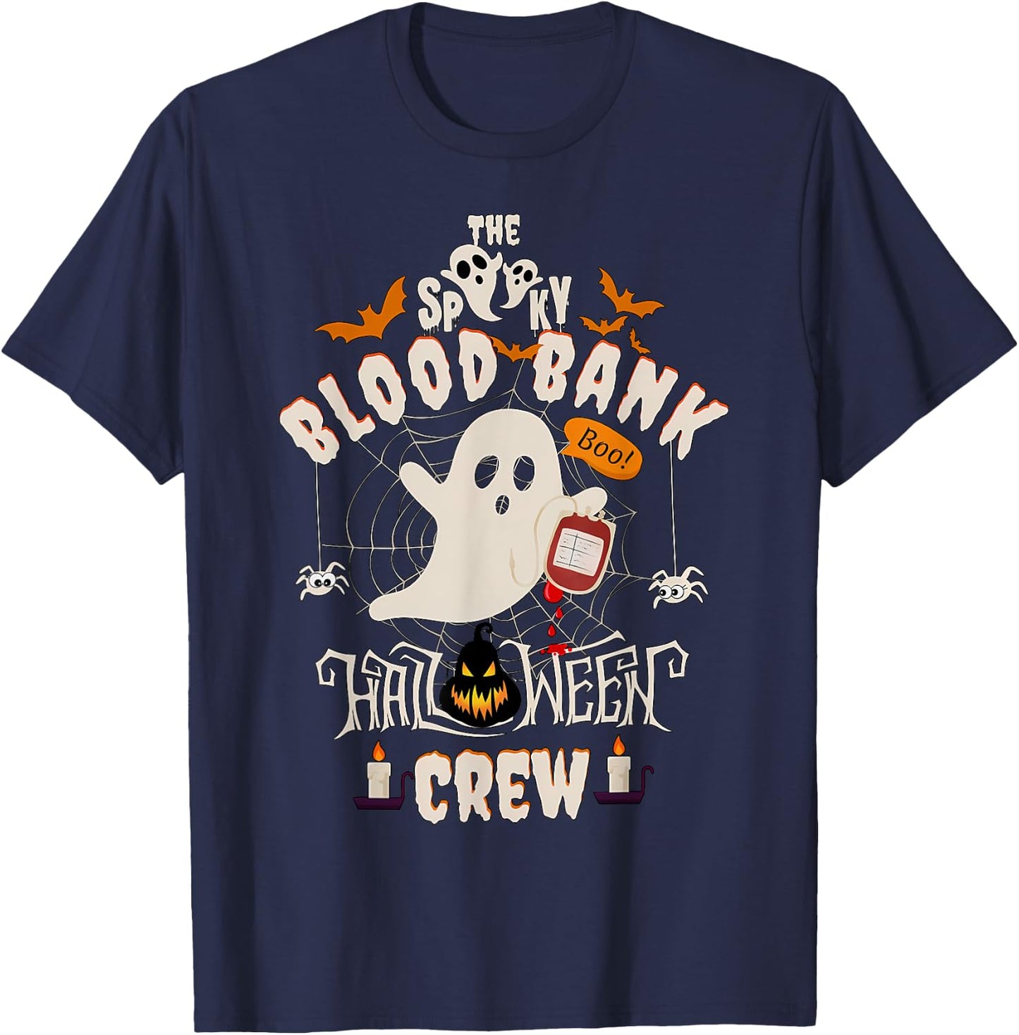 Spooky Blood Bank Halloween Medical Lab Science Laboratory T-Shirt - T-Shirt | Navy