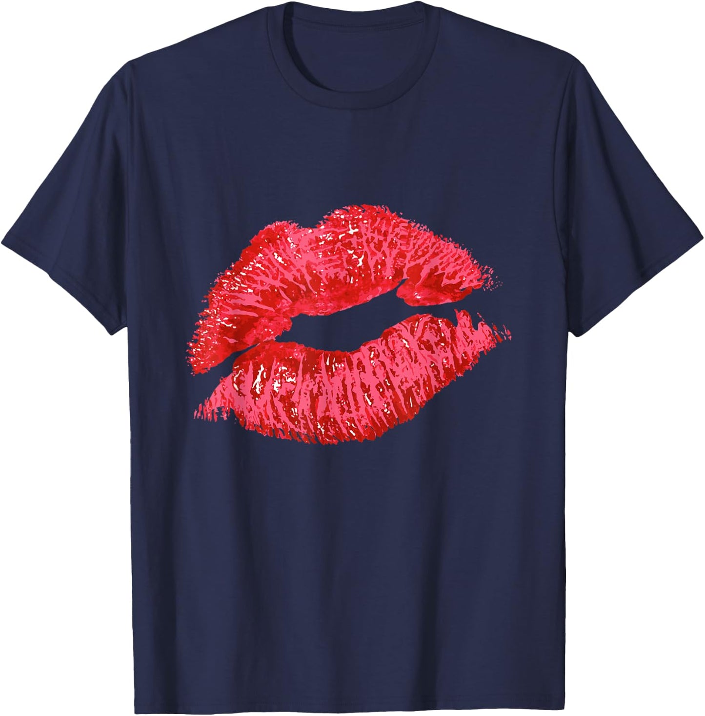 Sexy Lips Red Lipstick Kiss T-Shirt - T-Shirt | Navy