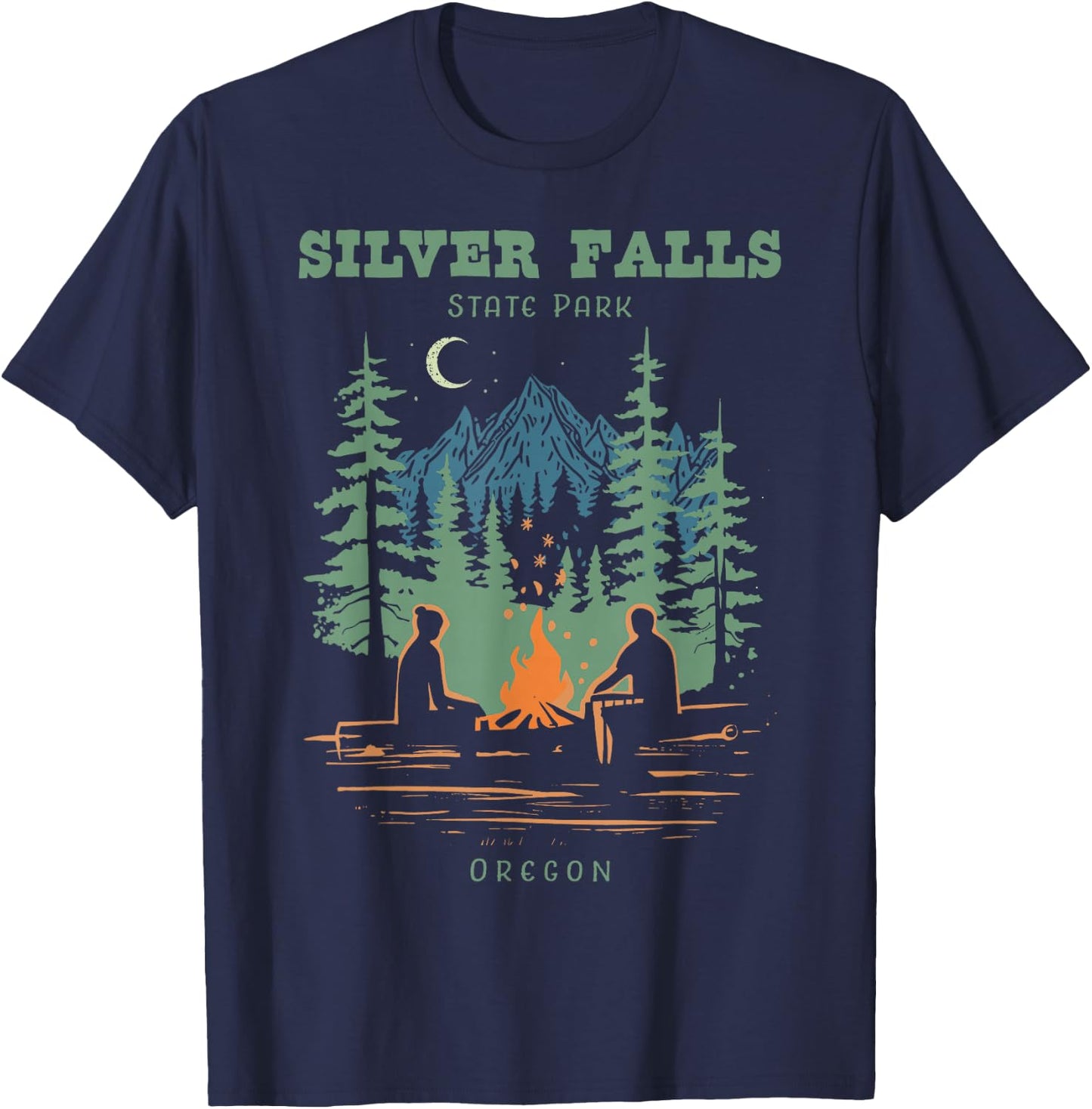 Silver Falls State Park Oregon Retro Vintage T-Shirt - T-Shirt | Navy