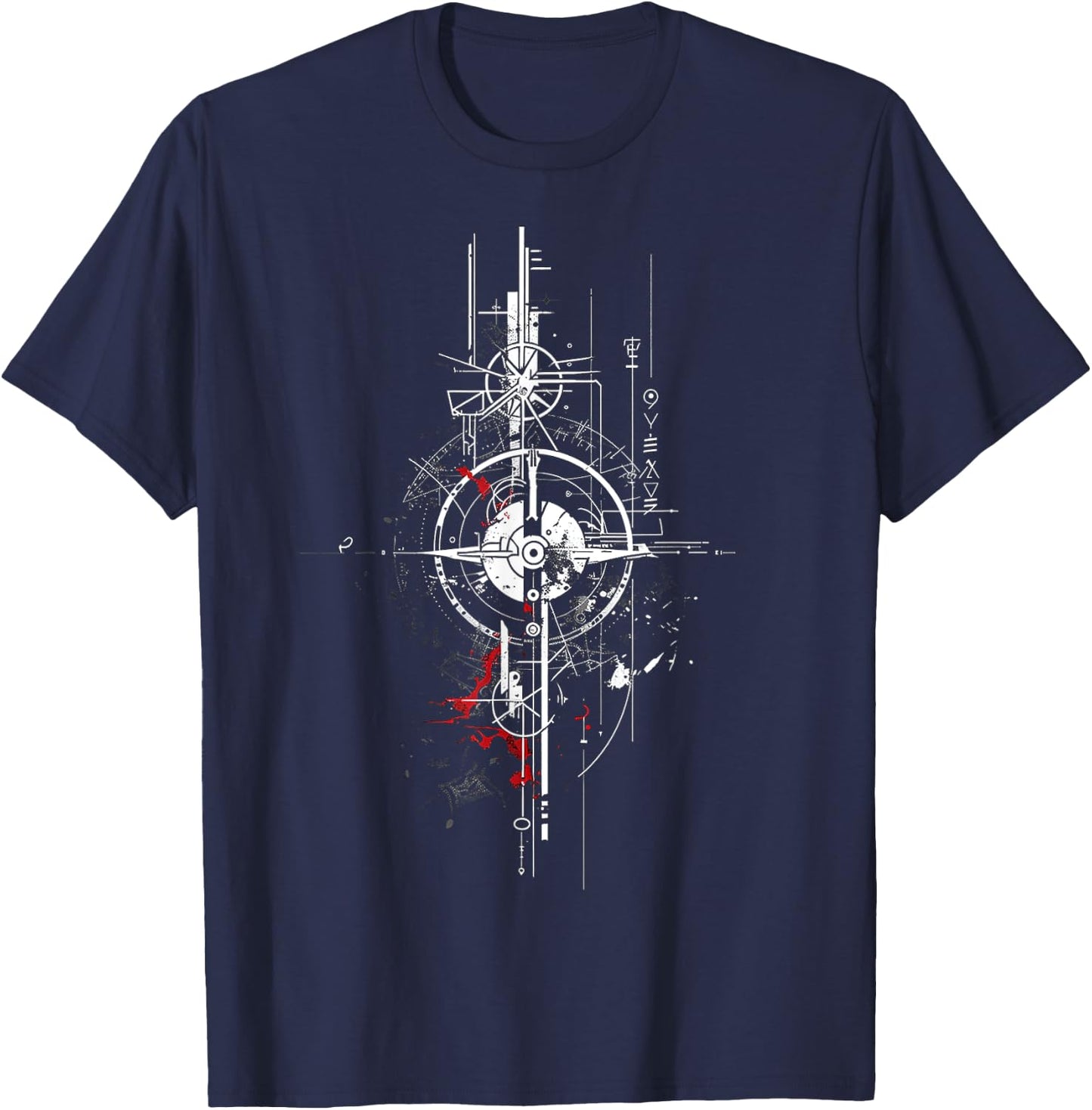 Geometric Drawing Motif Illustration Art Geometric T-Shirt - T-Shirt | Navy