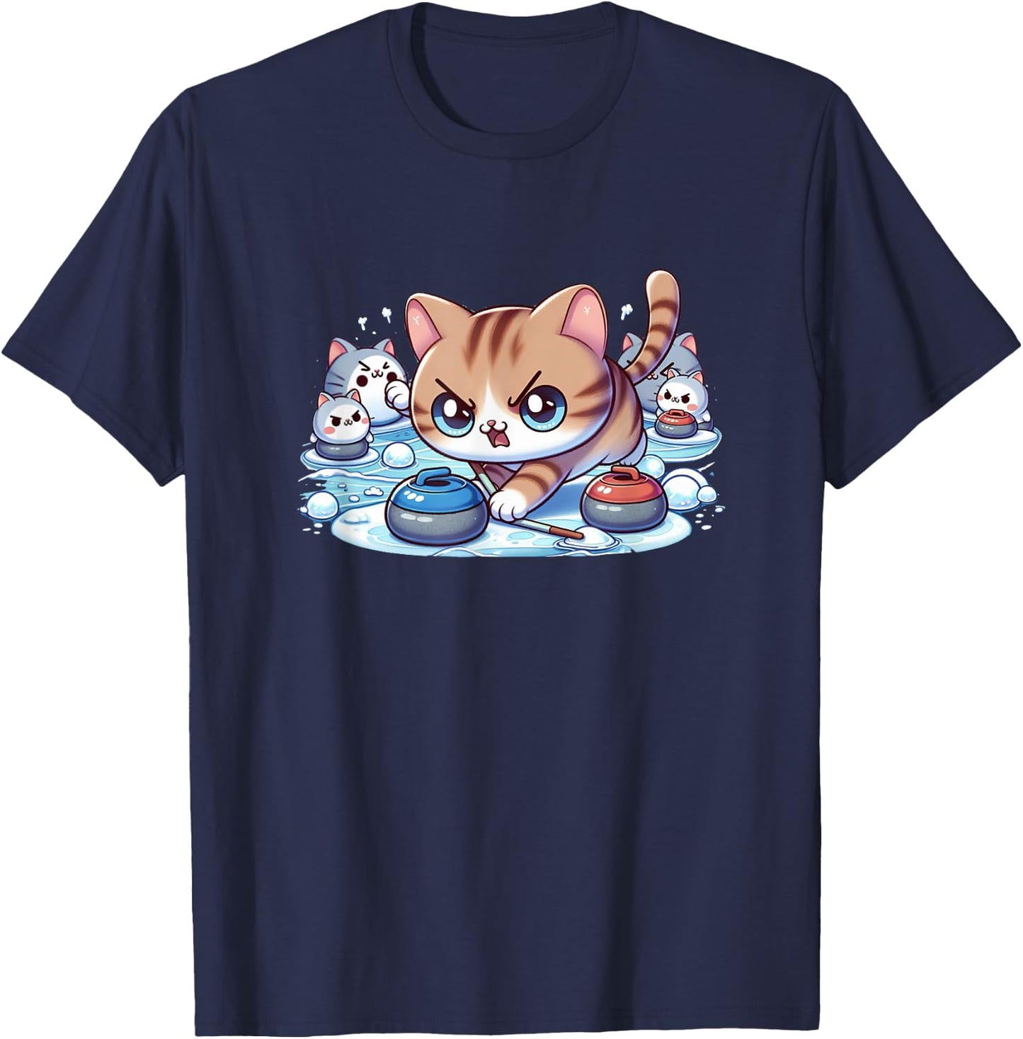 Cats Curling T-Shirt - T-Shirt | Navy
