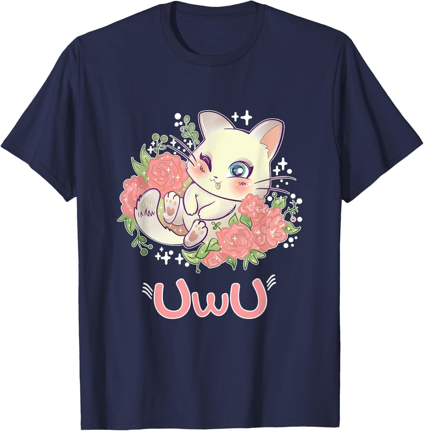 Kawaii I UwU Cat I Kawaii Meme Cute Japan Anime Kitten T-Shirt - T-Shirt | Navy