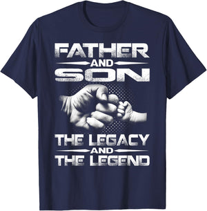 Father And Son The Legend And The Legacy T-Shirt - T-Shirt | Navy