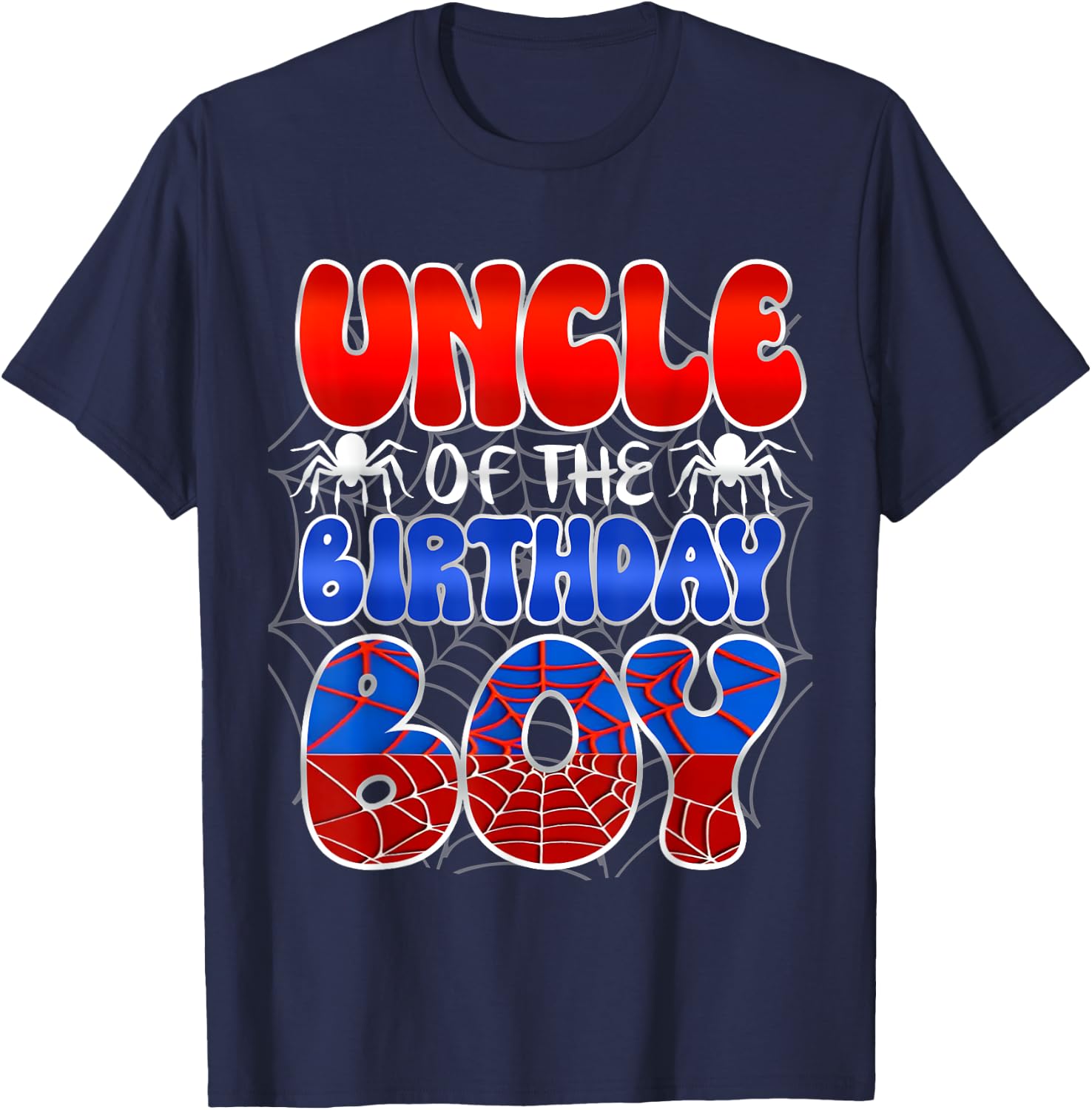 Uncle Of The Birthday Spider Web Boy Family Matching T-Shirt - T-Shirt | Navy