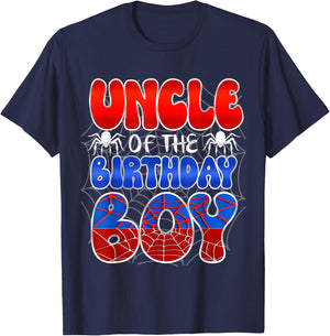 Uncle Of The Birthday Spider Web Boy Family Matching T-Shirt - T-Shirt | Navy