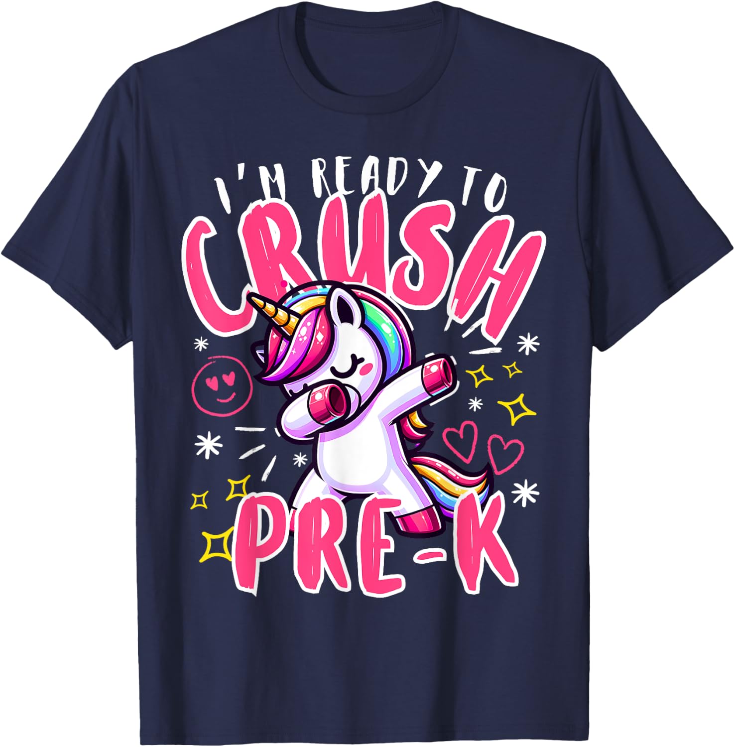 I'm Ready To Crush Pre-K Unicorn First Day of Preschool Kids T-Shirt - T-Shirt | Navy
