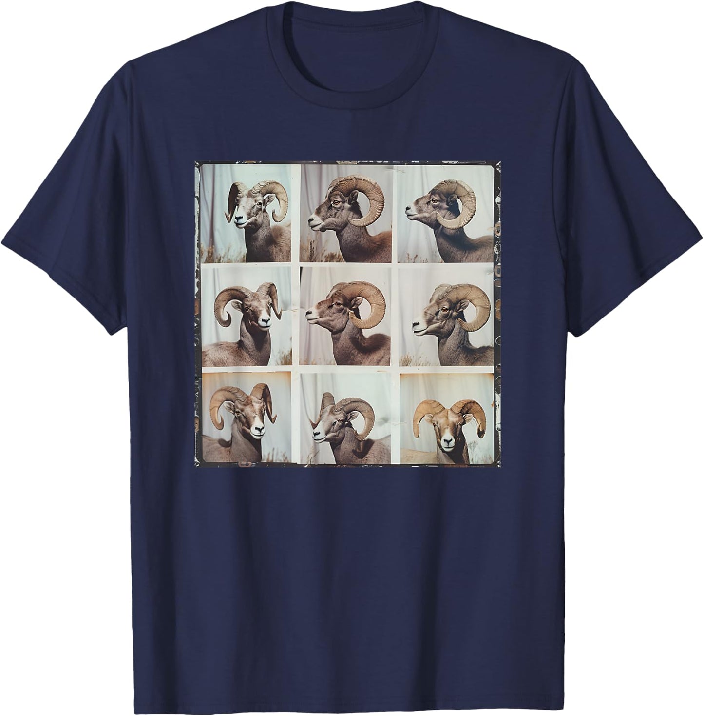 Bighorn Sheep Ram Mountain Sheep Funny Animal Photobooth T-Shirt - T-Shirt | Navy