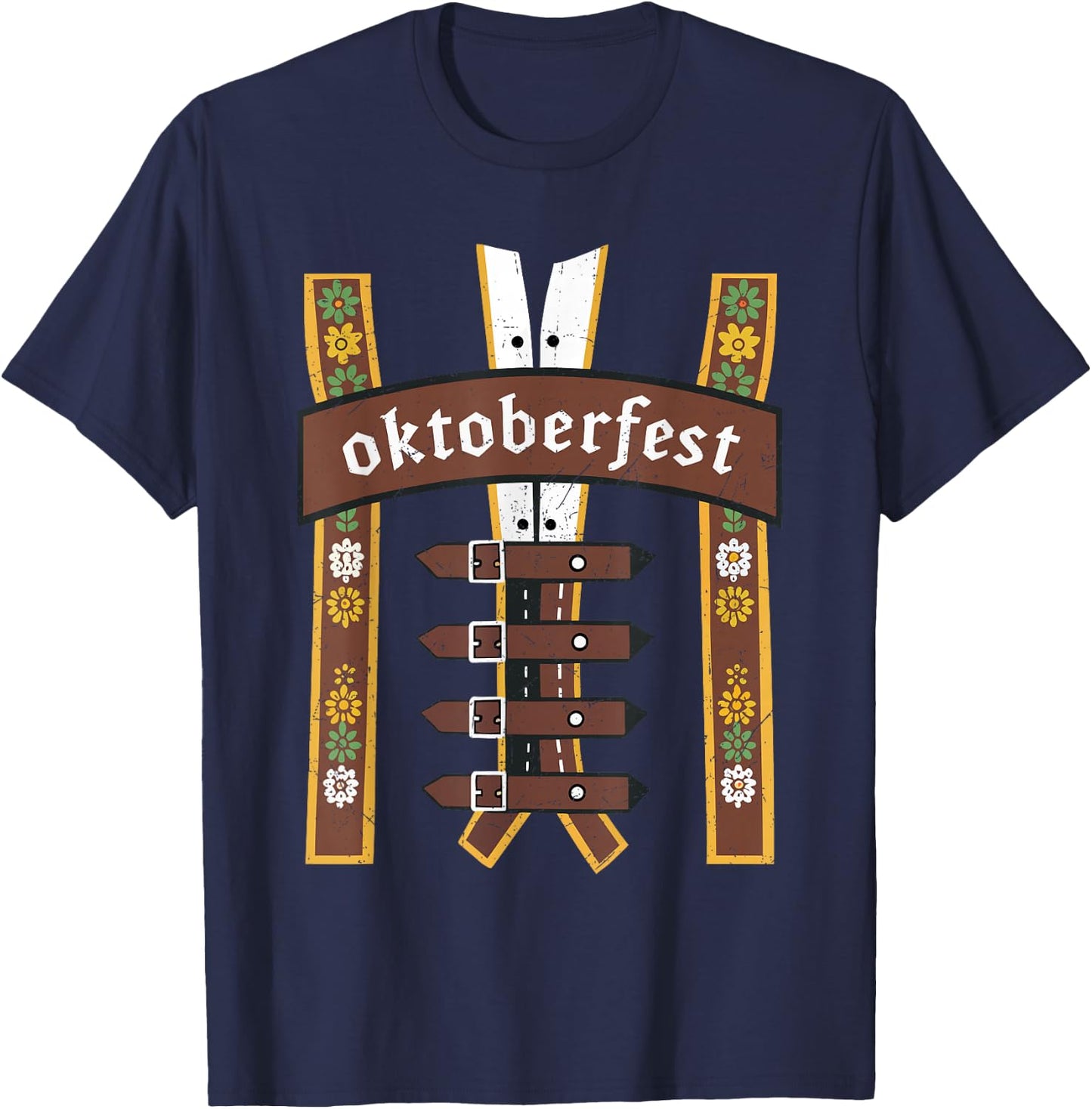 Oktoberfest Bavarian Munich Beer Lederhosen Suspenders T-Shirt - T-Shirt | Navy