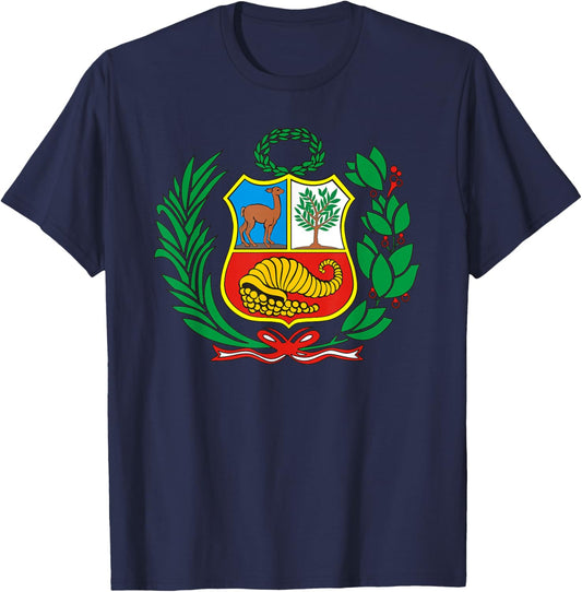 Peru Shirt Peruvian Escudo Coat of Arms Men Women Soccer T-Shirt - T-Shirt | Navy