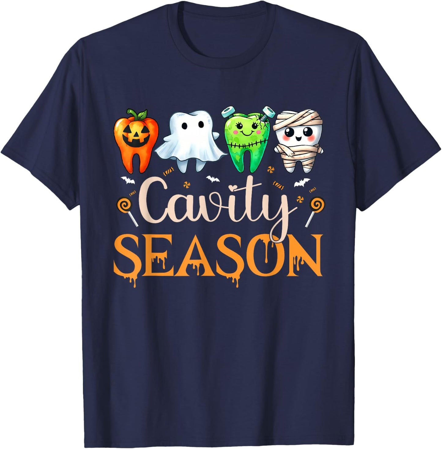 Cavity Season Ghosts Halloween Dental Hygienist Or Assistant T-Shirt - T-Shirt | Navy