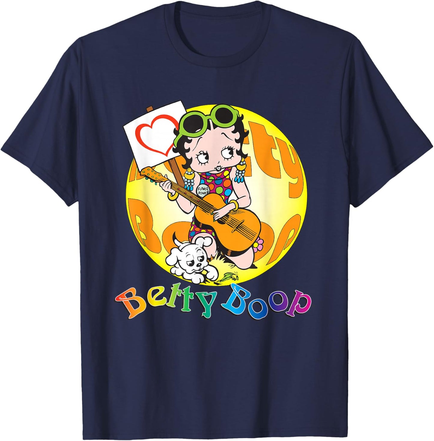 Betty Boop Groovy Guitar 70s T-Shirt - T-Shirt | Navy
