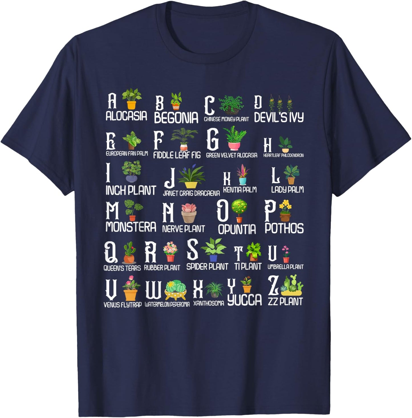 Plant Alphabet ABC Back To School Teacher Educational T-Shirt - T-Shirt | Navy