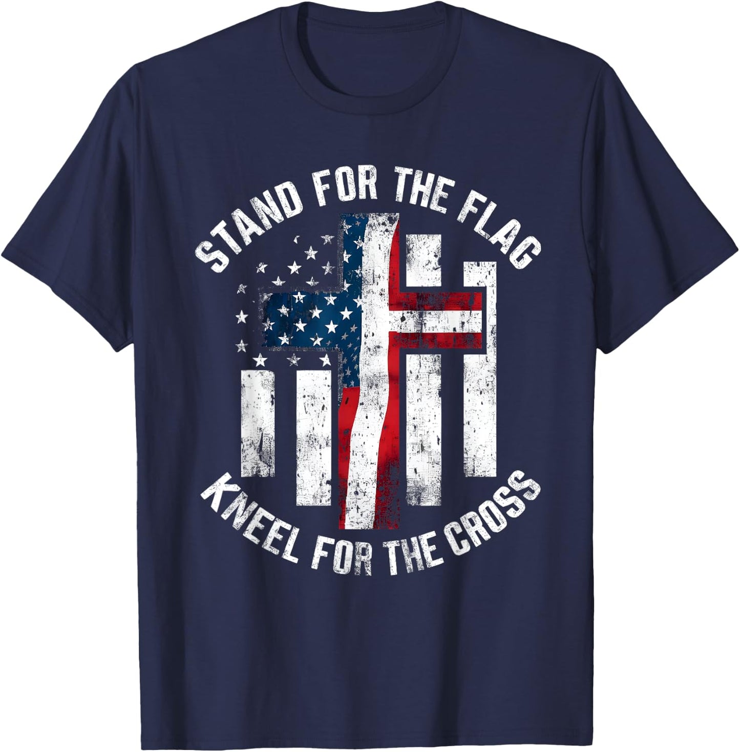 USA Flag Religious Quote 4th of July Christian Faith Men T-Shirt - T-Shirt | Navy