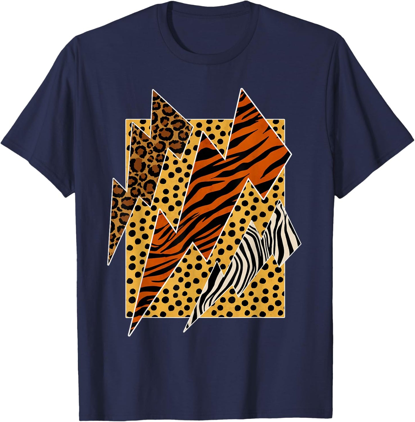 Leopard Tiger Cheetah Zebra Lightning Animal Print Shirt T-Shirt - T-Shirt | Navy