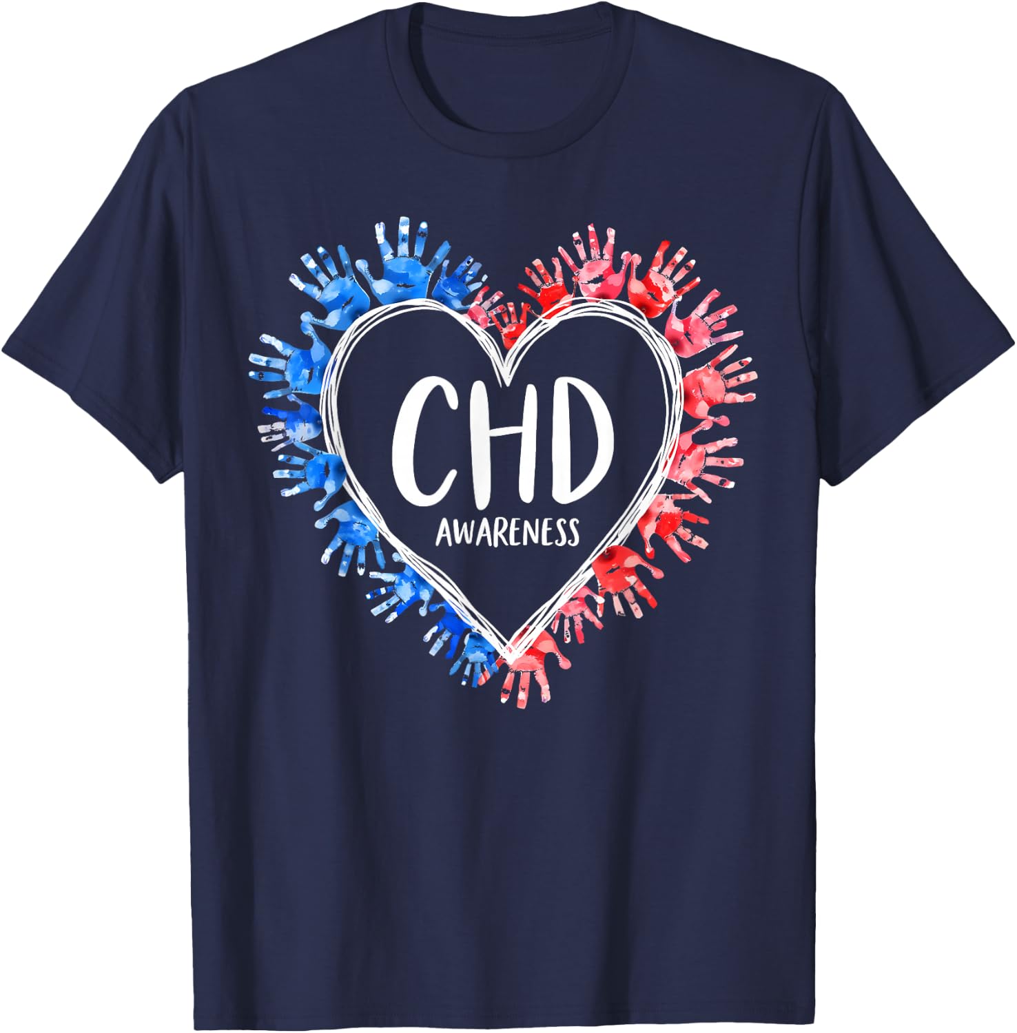 CHD Congenital Heart Defect Awareness Month Wear Red For CHD T-Shirt - T-Shirt | Navy