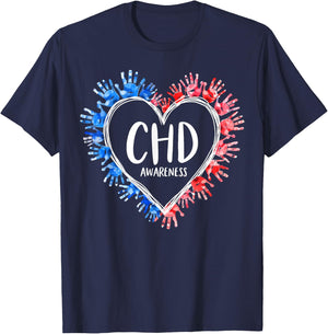 CHD Congenital Heart Defect Awareness Month Wear Red For CHD T-Shirt - T-Shirt | Navy