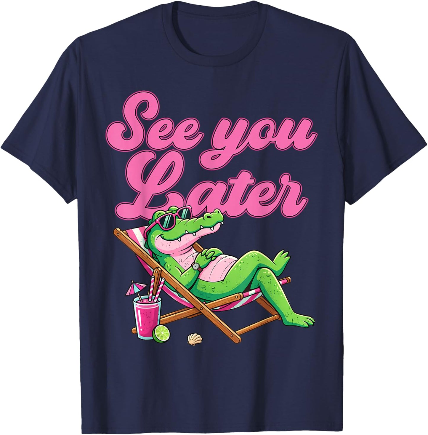 See You Later Teacher Summer Alligator Last Day of School T-Shirt - T-Shirt | Navy