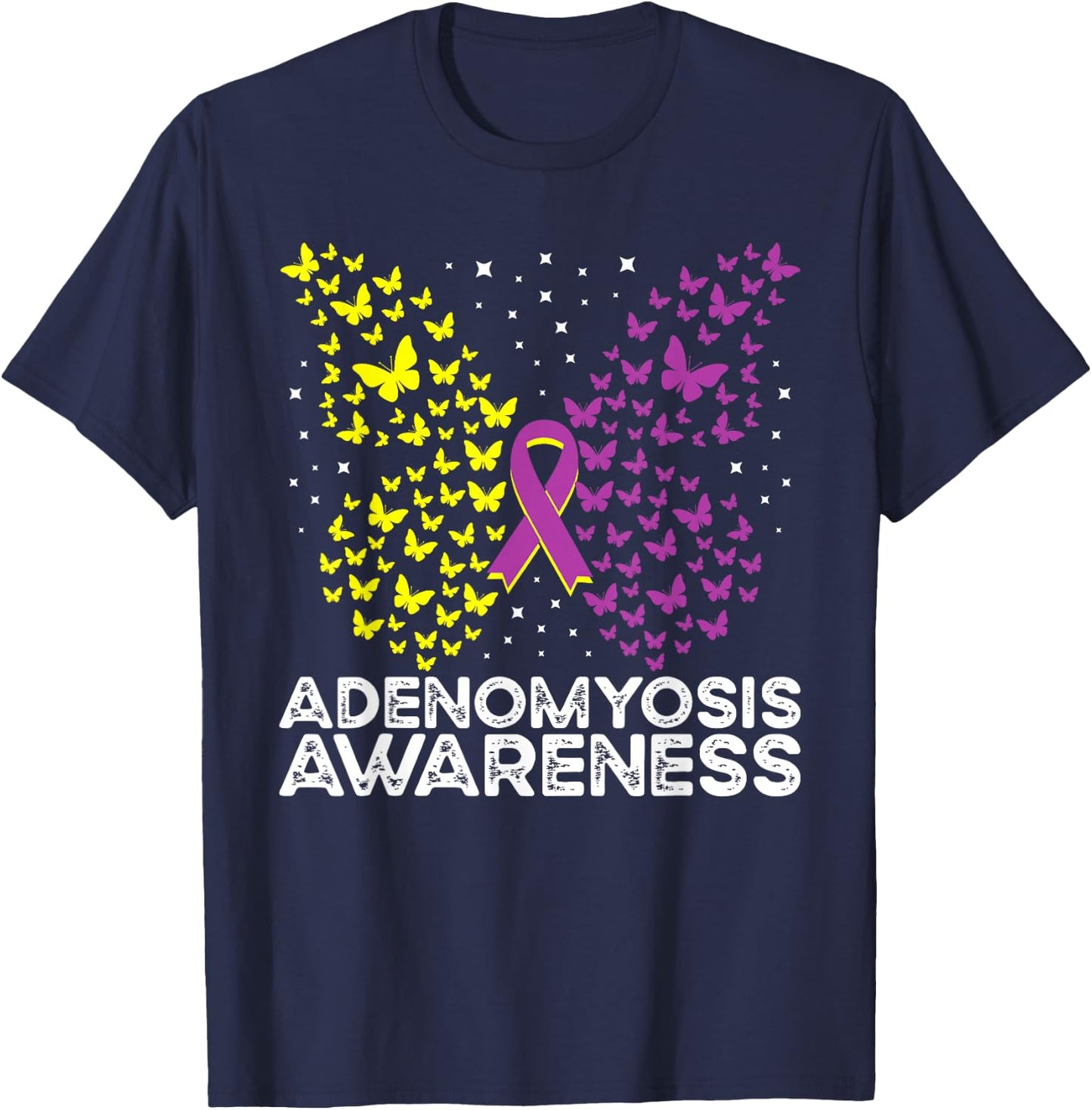 Adenomyosis Awareness Adenomyosis Butterfly T-Shirt - T-Shirt | Navy
