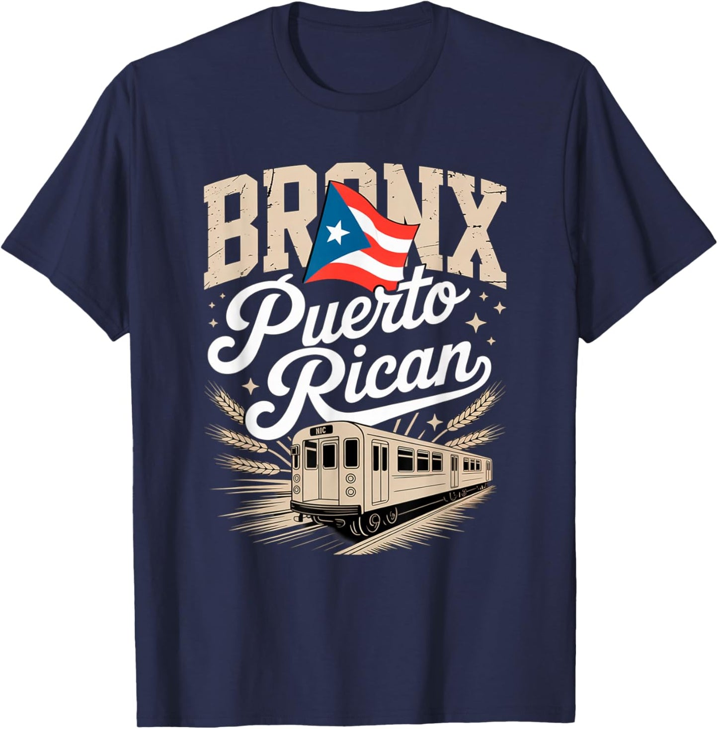 Bronx Puerto Rican Heritage Subway Train Vintage Urban Pride T-Shirt - T-Shirt | Navy