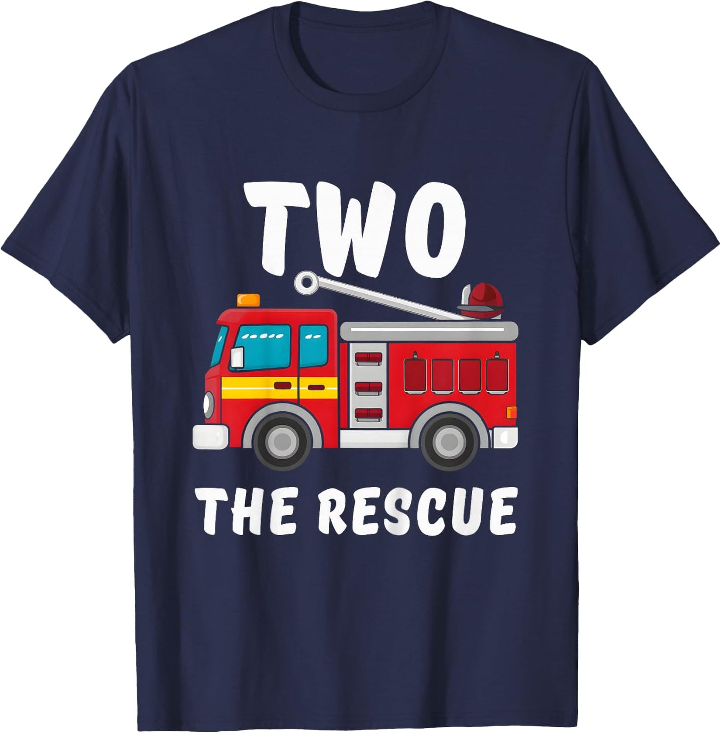 2 The Rescue Fireman 2nd Birthday party T-Shirt - T-Shirt | Navy