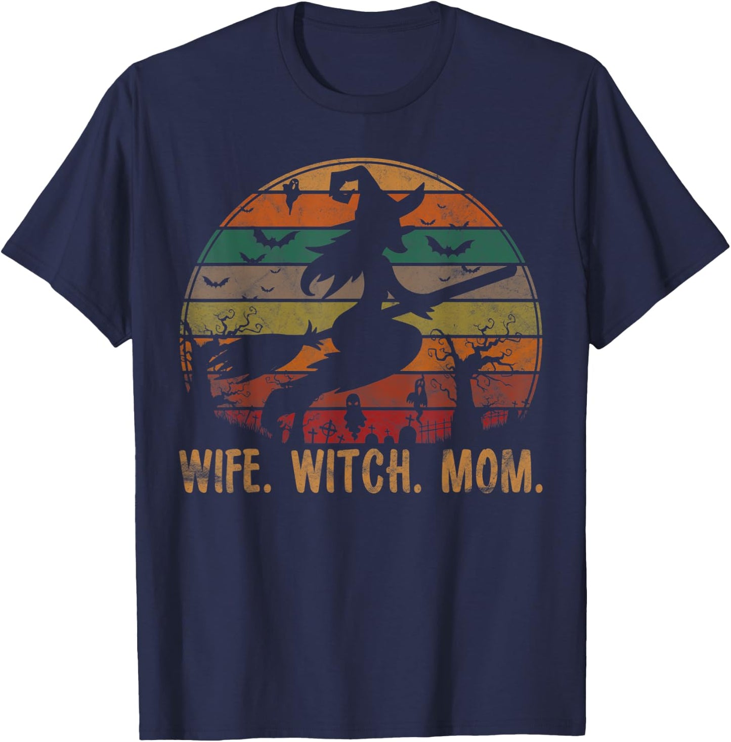 Wife Witch Mom Woman Halloween Gift Matching Group Costume T-Shirt - T-Shirt | Navy