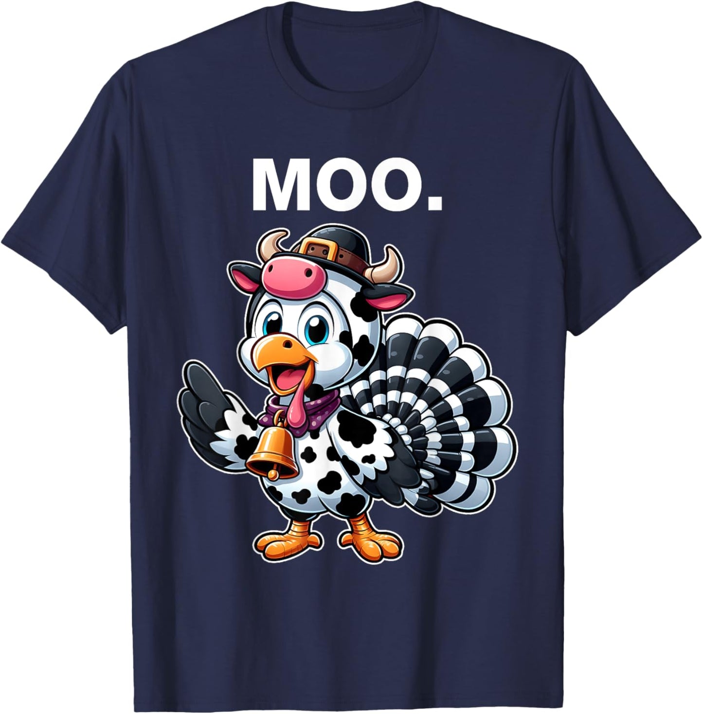 Thanksgiving Funny Turkey Moo in Cow Costume Toddler Kids T-Shirt - T-Shirt | Navy