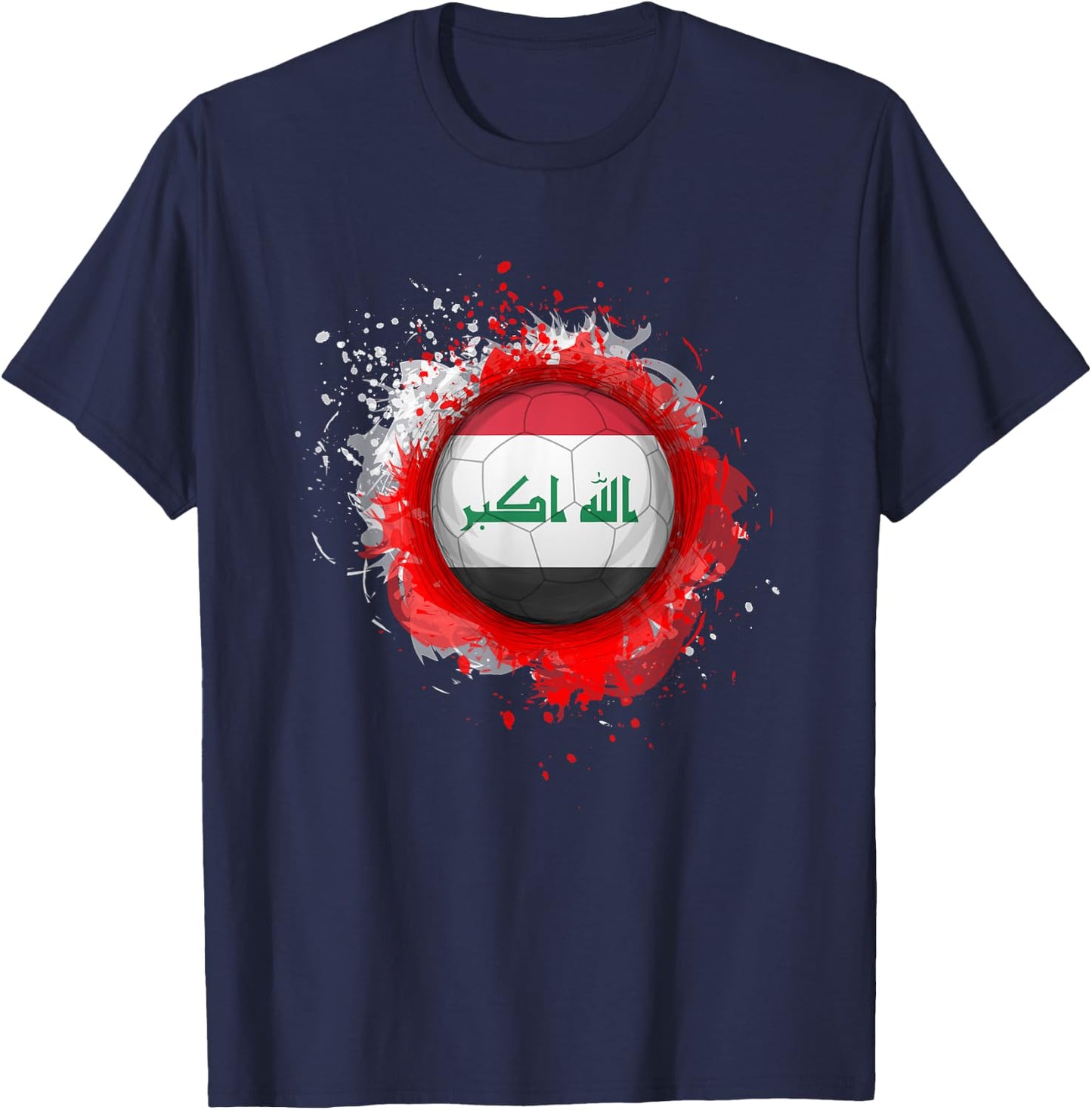 Proud Heritage Iraq Flag Soccer Ball T-Shirt - T-Shirt | Navy