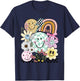 Funny Checkered Happy Smiling Smile Face Daisy Flower Girl T-Shirt - T-Shirt | Navy