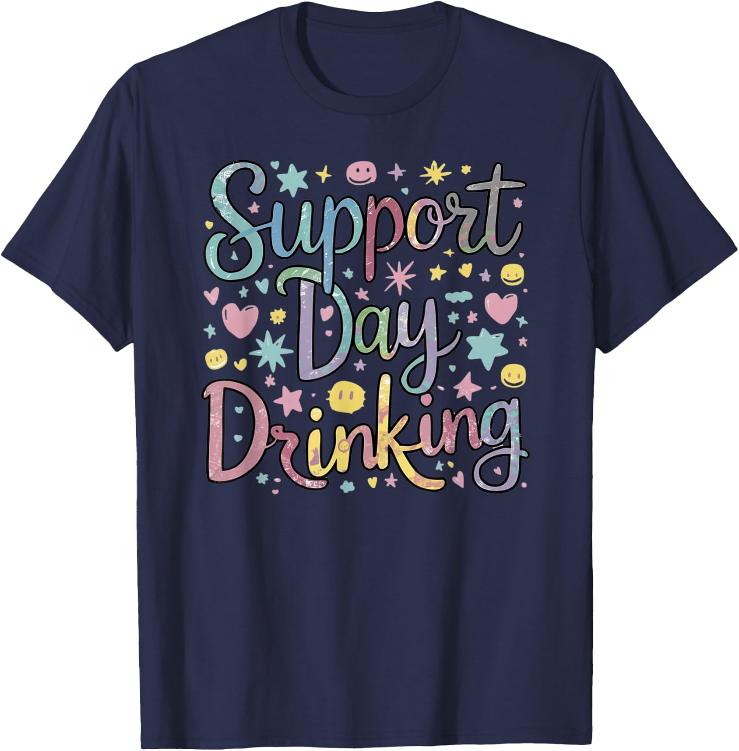 Support Day Drinking Vintage Retro Alcohol Pastel Vacation T-Shirt - T-Shirt | Navy
