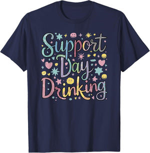 Support Day Drinking Vintage Retro Alcohol Pastel Vacation T-Shirt - T-Shirt | Navy