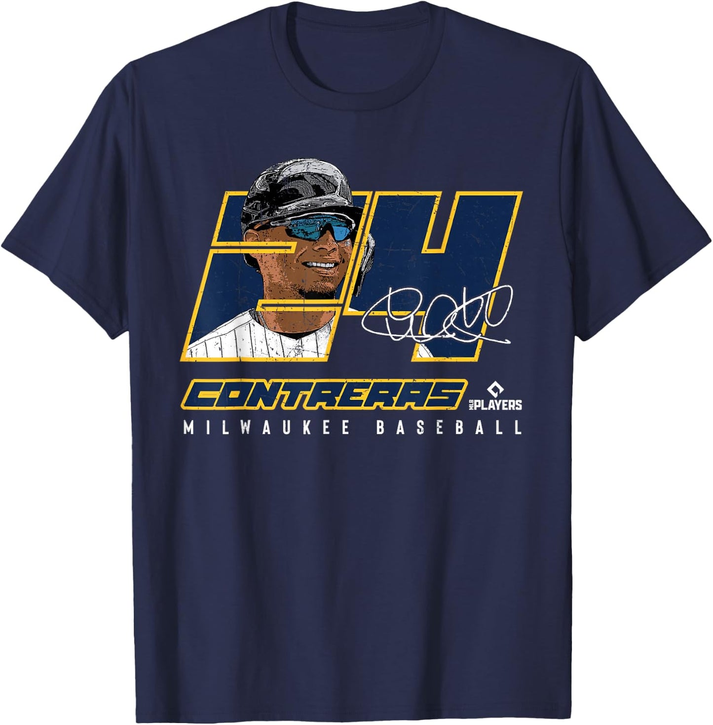 Silhouette William Contreras Milwaukee MLBPA T-Shirt - T-Shirt | Navy