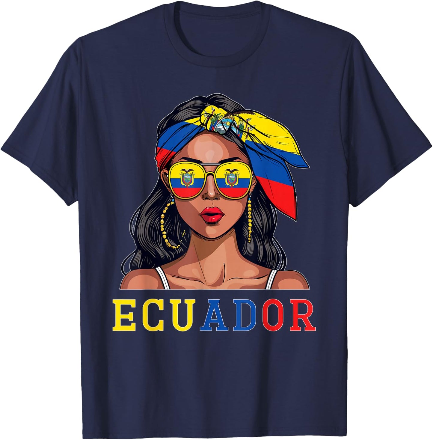 Ecuadorian Souvenirs Products Woman Flag Roots Ecuador T-Shirt - T-Shirt | Navy