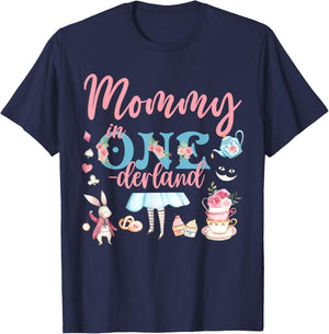 Mommy Of The Birthday Girl - Mommy In Onderland Family T-Shirt - T-Shirt | Navy