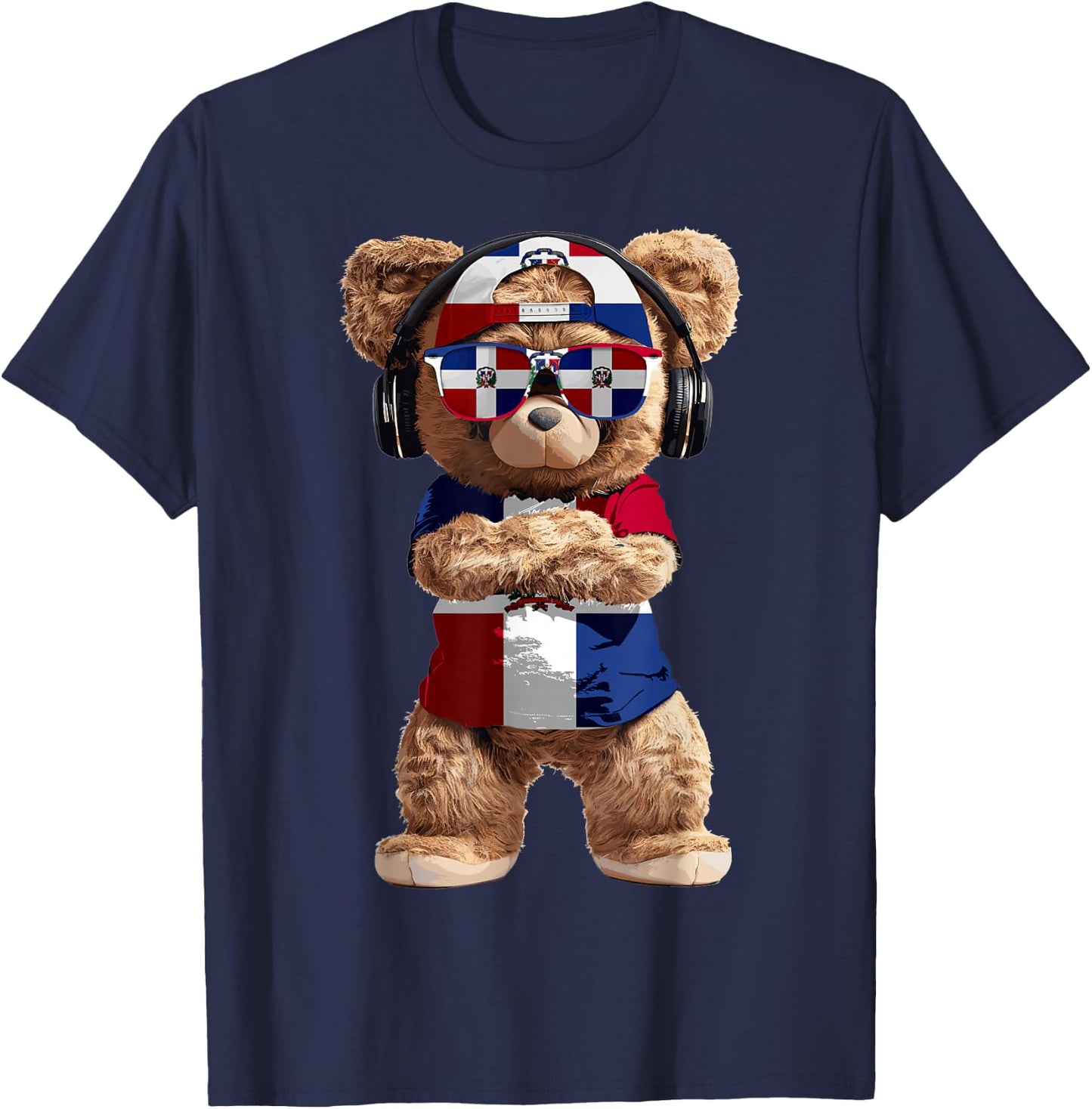 Dominican Republic Flag Souvenirs Bear Products Dominican T-Shirt - T-Shirt | Navy