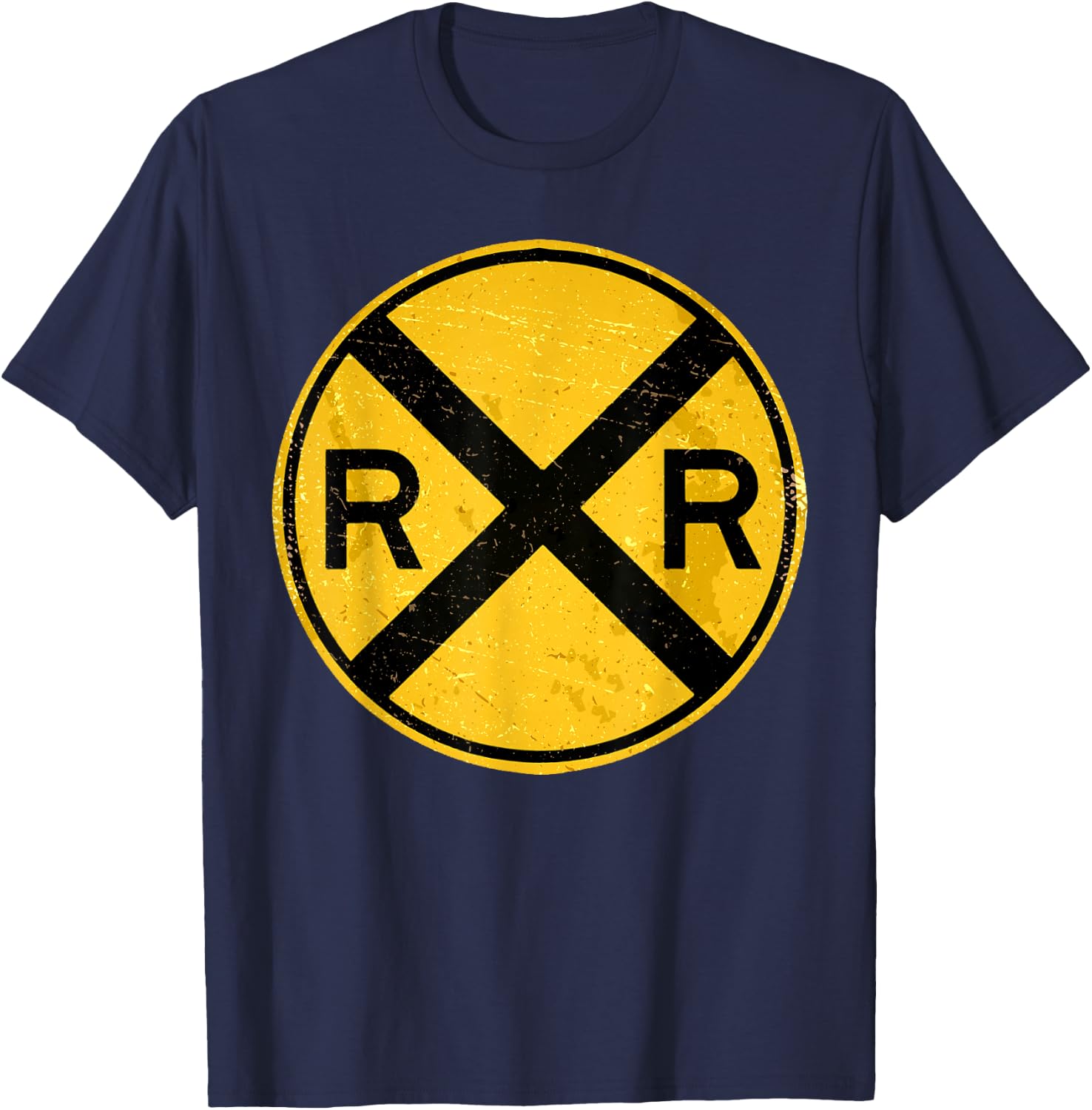 Cool Train Art Women Railroad Crossing Model Train T-Shirt - T-Shirt | Navy